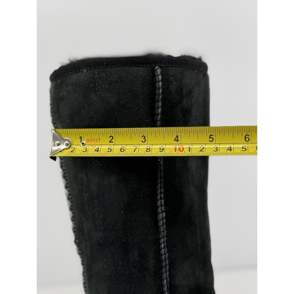 UGG Classic Tall Braid Black Sheepskin Boots Cozy Shearling Lined Winter Women 8 - Picture 12 of 14